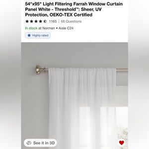 Threshold White Sheer Curtain Panels (8)